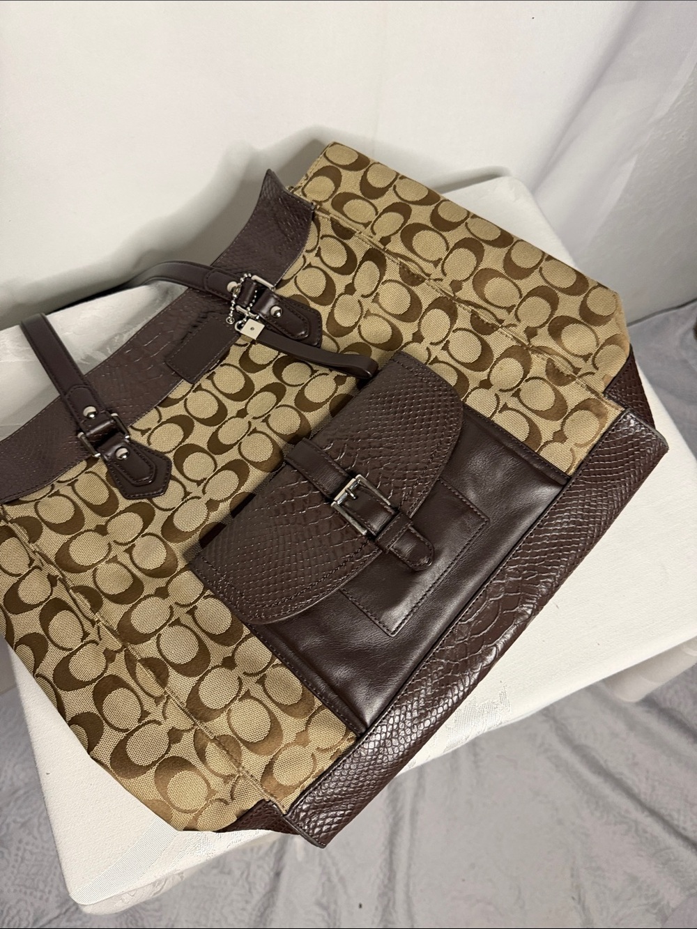 Coach Charlie Signature Python Tote - Picture 5 of 7